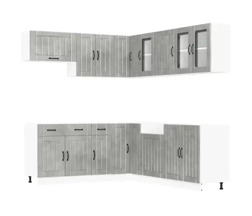 11-Daļīgs Virtuves Skapītis Komplekts, Lucca, Betona Pelēks Vidaxl