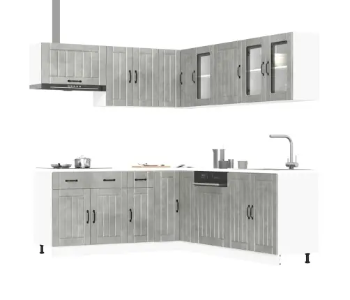 11-Daļīgs Virtuves Skapītis Komplekts, Lucca, Betona Pelēks Vidaxl