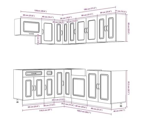 11-Osaline Köögikapi Komplekt Lucca, Tehispuit