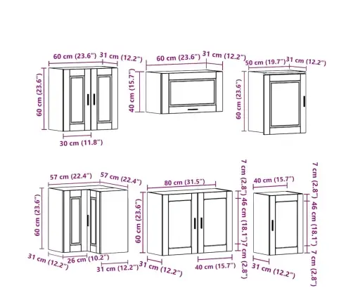 11-Daļīgs Virtuves Skapītis Komplekts, Porto, Balta Vidaxl