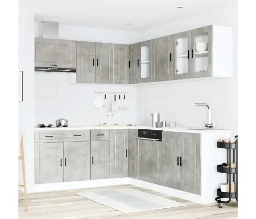 11-Osaline Köögikapi Komplekt Porto, Betoonhall, Tehispuit