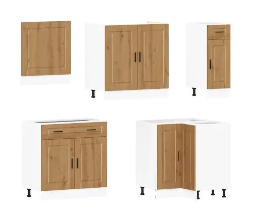 11-Osaline Köögikapi Komplekt Porto, Käsitöötamm, Tehispuit