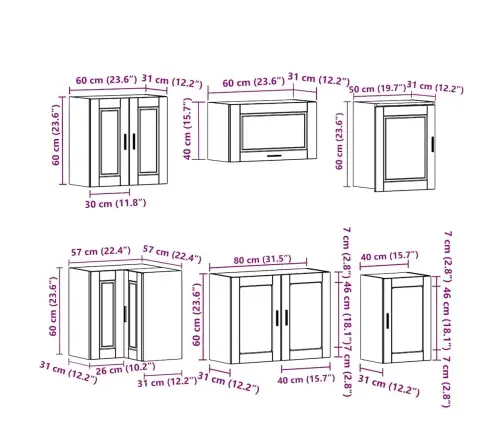 11-Osaline Köögikapi Komplekt Porto, Käsitöötamm, Tehispuit