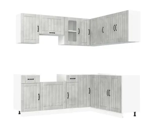 11-Daļīgs Virtuves Skapītis Komplekts, Kalmar, Betona Pelēks Vidaxl