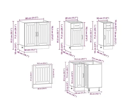 11-Daļīgs Virtuves Skapītis Komplekts, Kalmar, Betona Pelēks Vidaxl