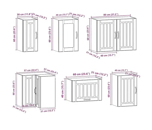 11-Daļīgs Virtuves Skapītis Komplekts, Kalmar, Betona Pelēks Vidaxl