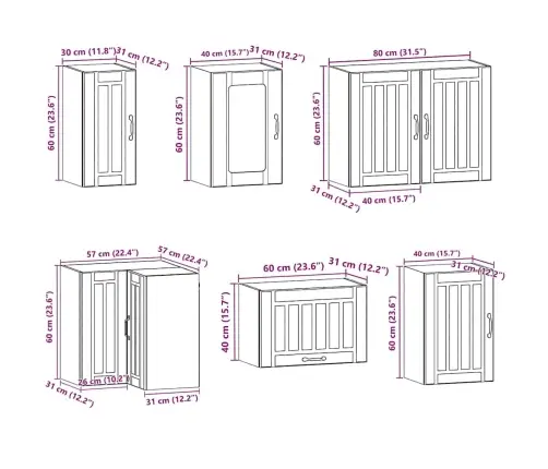 Virtuvinių Spintelių Komplektas, 11 Dalių, Kalmar, Ruda