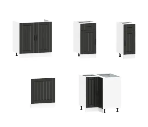 Virtuvinių Spintelių Komplektas, 11 Dalių, Lucca, Juoda