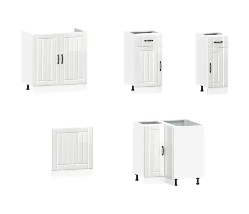 11-Osaline Köögikapi Komplekt Lucca, Läikiv Valge, Tehispuit