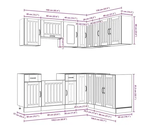 Virtuvinių Spintelių Komplektas, 11 Dalių, Lucca, Dūminio