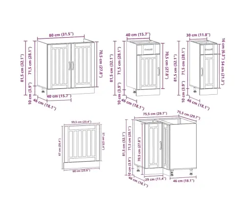11-Daļīgs Virtuves Skapītis Komplekts, Lucca, Veca Koka Vidaxl