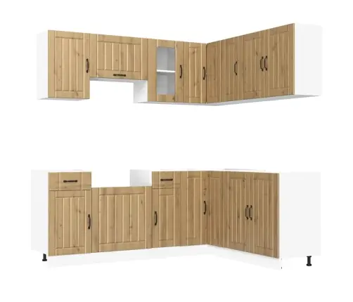 11-Osaline Köögikapi Komplekt Lucca, Käsitöötamm, Tehispuit