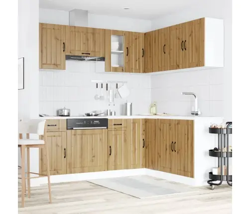 11-Osaline Köögikapi Komplekt Lucca, Käsitöötamm, Tehispuit