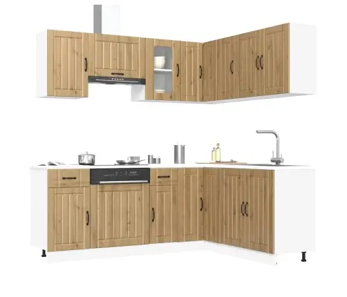 11-Osaline Köögikapi Komplekt Lucca, Käsitöötamm, Tehispuit