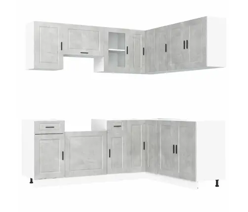 11-Daļīgs Virtuves Skapītis Komplekts, Porto, Betona Pelēks Vidaxl