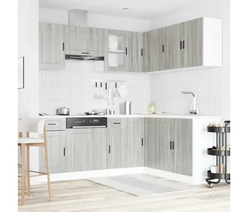 11-Daļīgs Virtuves Skapītis Komplekts, Porto, Pelēka Koka Vidaxl