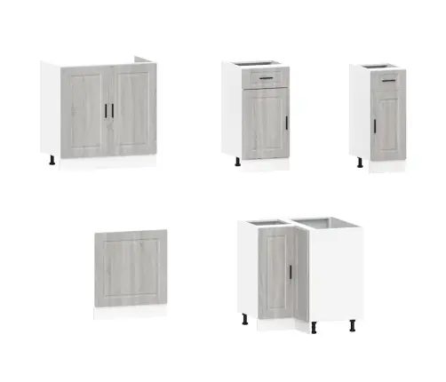 11-Daļīgs Virtuves Skapītis Komplekts, Porto, Pelēka Koka Vidaxl