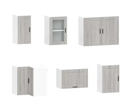 11-Daļīgs Virtuves Skapītis Komplekts, Porto, Pelēka Koka Vidaxl