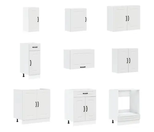14-Daļīgs Virtuves Skapītis Komplekts, Kalmar, Balts Vidaxl