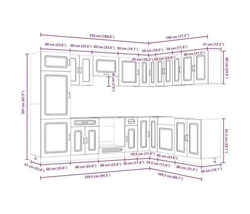 14-Daļīgs Virtuves Skapītis Komplekts, Kalmar, Balts Vidaxl