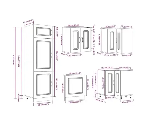 Virtuvinių Spintelių Komplektas, 14 Dalių, Kalmar, Balta