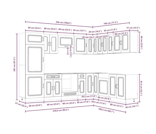 Virtuvinių Spintelių Komplektas, 14 Dalių, Kalmar, Balta