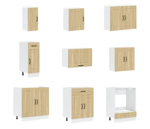 14-Osaline Köögikapi Komplekt Kalmar, Sonoma Tamm, Tehispuit