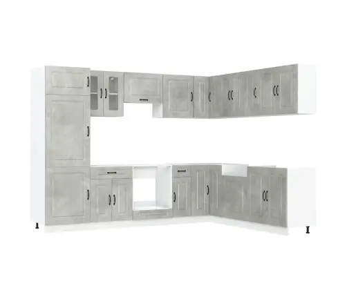 14-Daļīgs Virtuves Skapītis Komplekts, Kalmar, Betona Pelēks Vidaxl