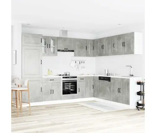 14-Daļīgs Virtuves Skapītis Komplekts, Kalmar, Betona Pelēks Vidaxl