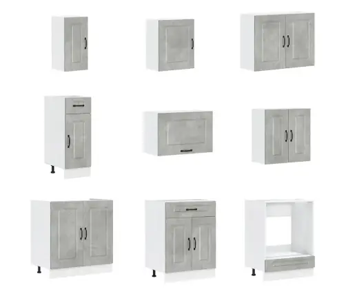 14-Daļīgs Virtuves Skapītis Komplekts, Kalmar, Betona Pelēks Vidaxl