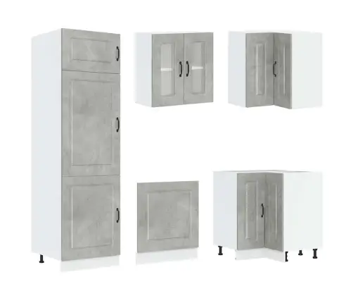 14-Daļīgs Virtuves Skapītis Komplekts, Kalmar, Betona Pelēks Vidaxl