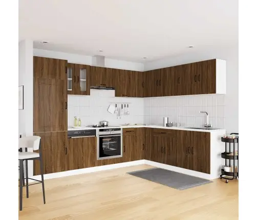 14-Daļīgs Virtuves Skapītis Komplekts, Kalmar, Brūna Ozola Vidaxl