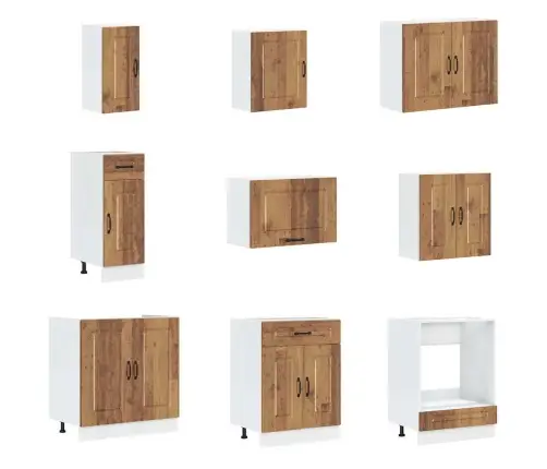 14-Daļīgs Virtuves Skapītis Komplekts, Kalmar, Veca Koka Vidaxl