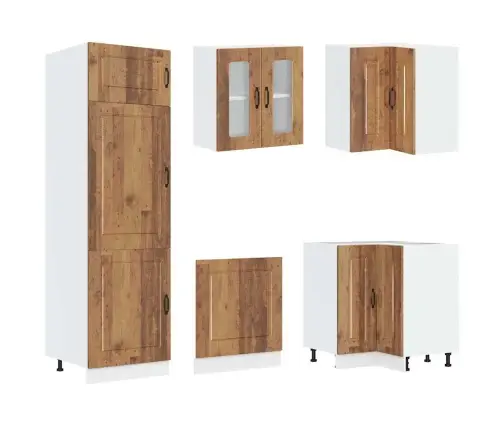 14-Daļīgs Virtuves Skapītis Komplekts, Kalmar, Veca Koka Vidaxl