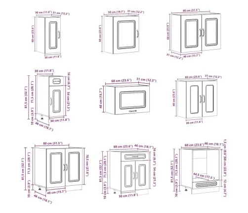 14-Daļīgs Virtuves Skapītis Komplekts, Kalmar, Veca Koka Vidaxl