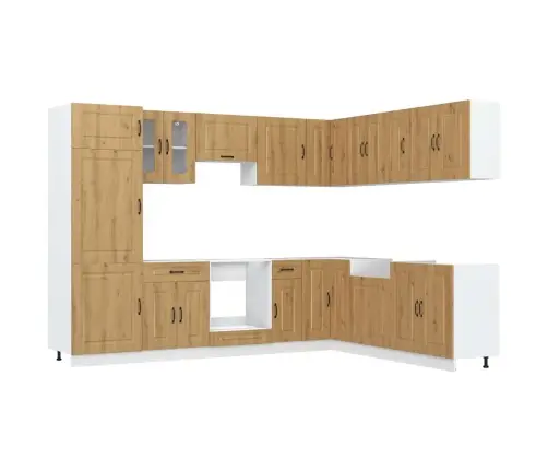 14-Osaline Köögikapi Komplekt Kalmar, Käsitöötamm, Tehispuit