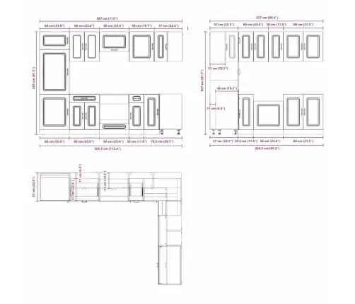 14-Osaline Köögikapi Komplekt Kalmar, Käsitöötamm, Tehispuit