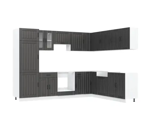 14-Daļīgs Virtuves Skapītis Komplekts, Lucca, Melns Vidaxl