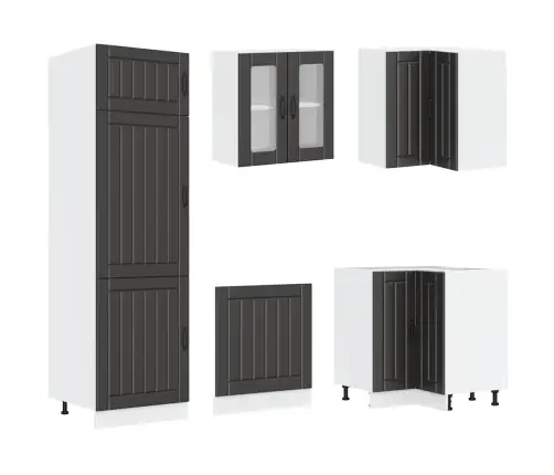 14-Daļīgs Virtuves Skapītis Komplekts, Lucca, Melns Vidaxl