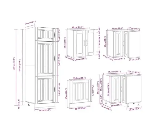 14 -Osaline Köögikapi Komplekt Lucca, Sonoma Tamm, Tehispuit