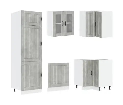 Virtuvinių Spintelių Komplektas, 14 Dalių, Lucca, Betono Pilka