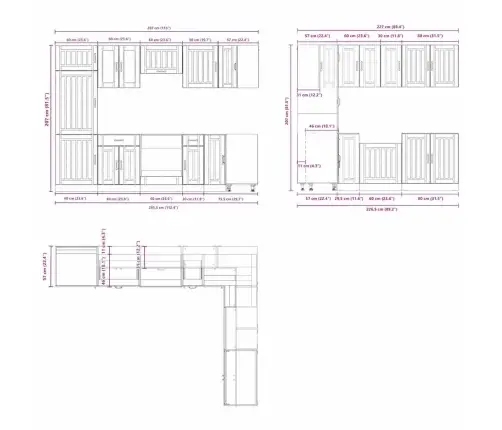 Virtuvinių Spintelių Komplektas, 14 Dalių, Lucca, Dūminio