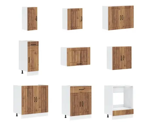 14-Daļīgs Virtuves Skapītis Komplekts, Lucca, Veca Koka Vidaxl
