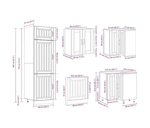14-Daļīgs Virtuves Skapītis Komplekts, Lucca, Veca Koka Vidaxl