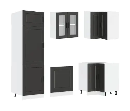 14-Osaline Köögikapi Komplekt Porto, Must, Tehispuit