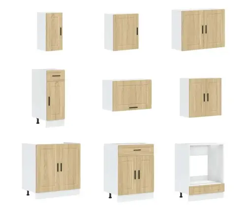 Virtuvinių Spintelių Komplektas, 14 Dalių, Porto, Ąžuolo