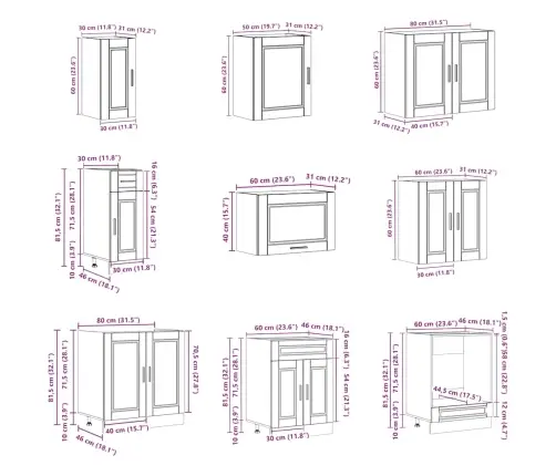 14-Daļīgs Virtuves Skapītis Komplekts, Porto, Ozola Krāsa Vidaxl