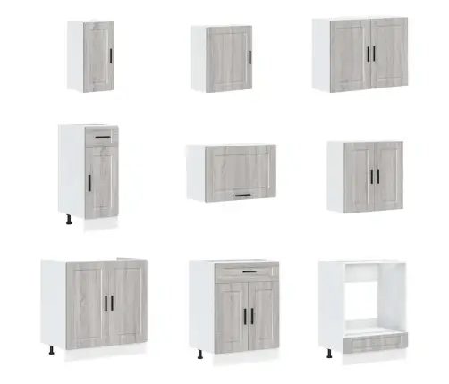 14-Osaline Köögikapi Komplekt Porto, Tehispuit