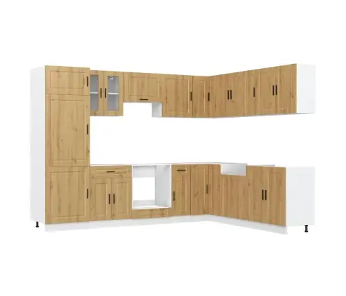 14-Osaline Köögikapi Komplekt Porto, Käsitöötamm, Tehispuit