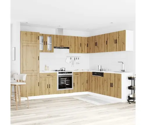 14-Osaline Köögikapi Komplekt Porto, Käsitöötamm, Tehispuit